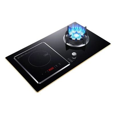 2 bruciatori di vetro temperato a gas da cucina bruciatori pieghevoli per l'installazione incorporata sul desktop