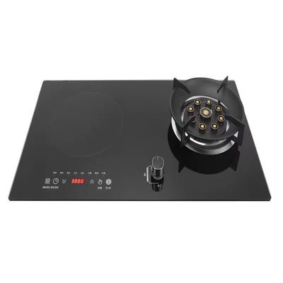 2 bruciatori di vetro temperato a gas da cucina bruciatori pieghevoli per l'installazione incorporata sul desktop