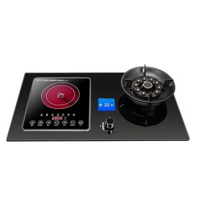 2 bruciatori di vetro temperato a gas da cucina bruciatori pieghevoli per l'installazione incorporata sul desktop