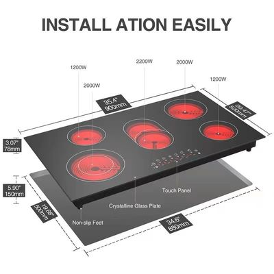 Cucina a induzione elettrica in ceramica liscia 2200W per la cottura a caldo e radiante