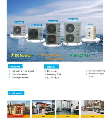 Risparmio energetico 16KW 18KW 20KW 22KW Pompa di calore aria-acqua con compressore inverter
