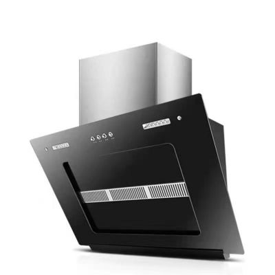 Alloggiamento in alluminio Cucina moderna Caminiera Isola personalizzata Curva di vetro Extractor Range Hood