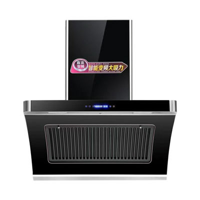 220V Push Button Slanted Black Glass Cooker Hood per cucina