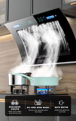 220V Push Button Slanted Black Glass Cooker Hood per cucina