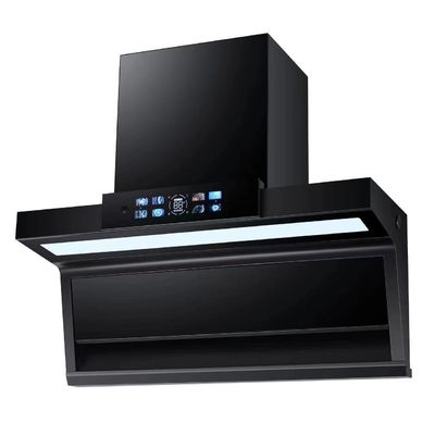 Alluminio abitazione cucina range cappuccio con muro montato curva di vetro progettazione camino