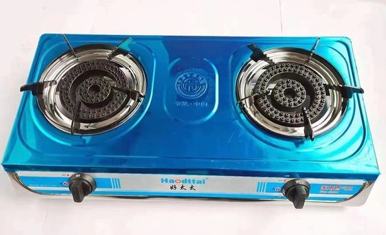 Home Cucina Tavolo Stufa a gas Bruciatore di ferro Stufa a gas 2 Bruciatore con ugello in ottone