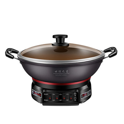 Capo di vetro temperato a fusione a fuso in alluminio Skillet Pan Hot Pot elettrico multifunzione 220V