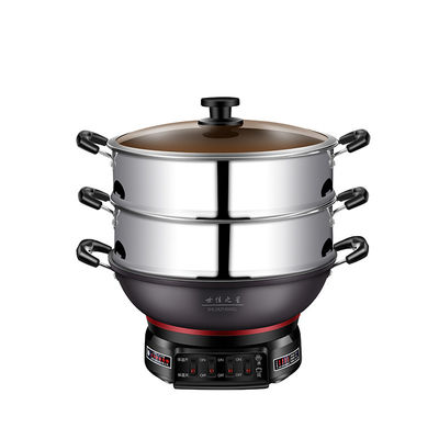 Capo di vetro temperato a fusione a fuso in alluminio Skillet Pan Hot Pot elettrico multifunzione 220V