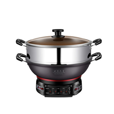 Capo di vetro temperato a fusione a fuso in alluminio Skillet Pan Hot Pot elettrico multifunzione 220V