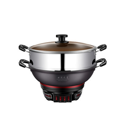 Capo di vetro temperato a fusione a fuso in alluminio Skillet Pan Hot Pot elettrico multifunzione 220V