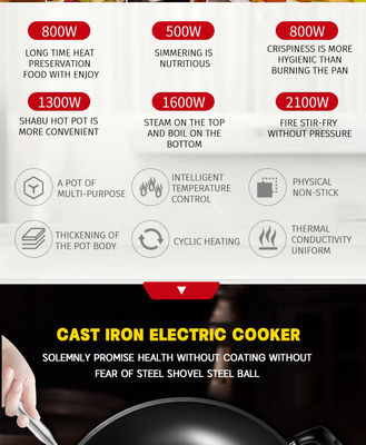 220V Padella elettrica a rivestimento antiaderente per cucina multifunzione e a prova di scottamento