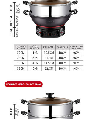 Hotel Multifunzione Vapore alimentare elettrico Non-Stick Inner Multi Cooker Noodle Panna da fritto