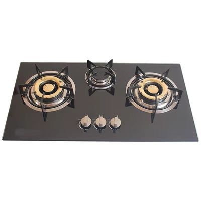 Stufa a gas in acciaio inossidabile a piezo di accensione automatica a 3 bruciatori per tipo desktop incorporato