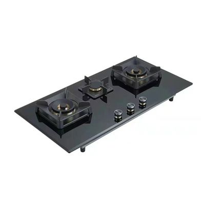 Stufa a gas a vetro a protezione da fiamme con accensione elettronica e 3 bruciatori