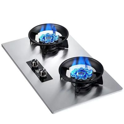 Stufa a gas a due bruciatori con superficie di vetro temperato nero e potenza ceramica