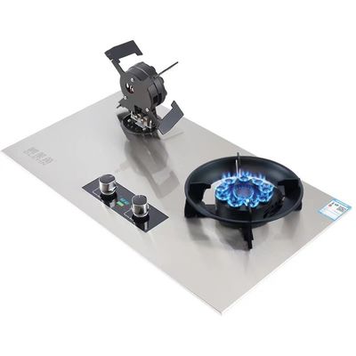 Stufa a gas a due bruciatori con superficie di vetro temperato nero e potenza ceramica