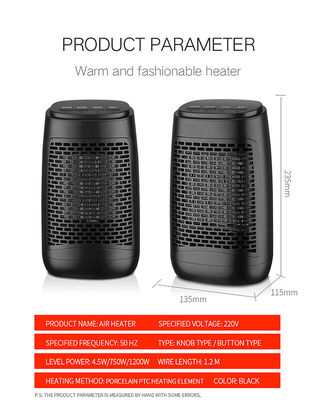 Ventilatore di riscaldamento portatile per desktop europeo, americano e giapponese con elemento di riscaldamento PTC