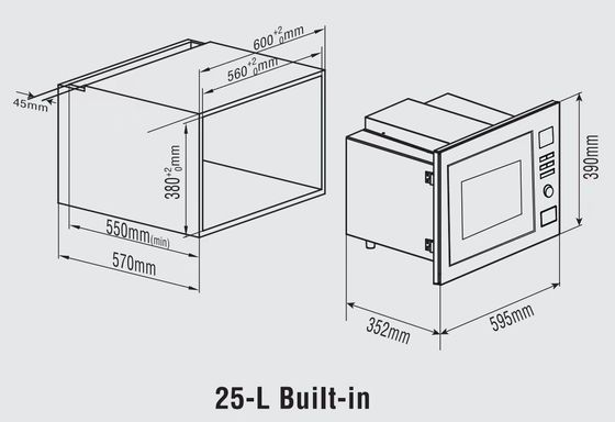 Forno a microonde portatile da 20L a controllo tattile per la casa 220V SIZE di imballaggio 615*440*475