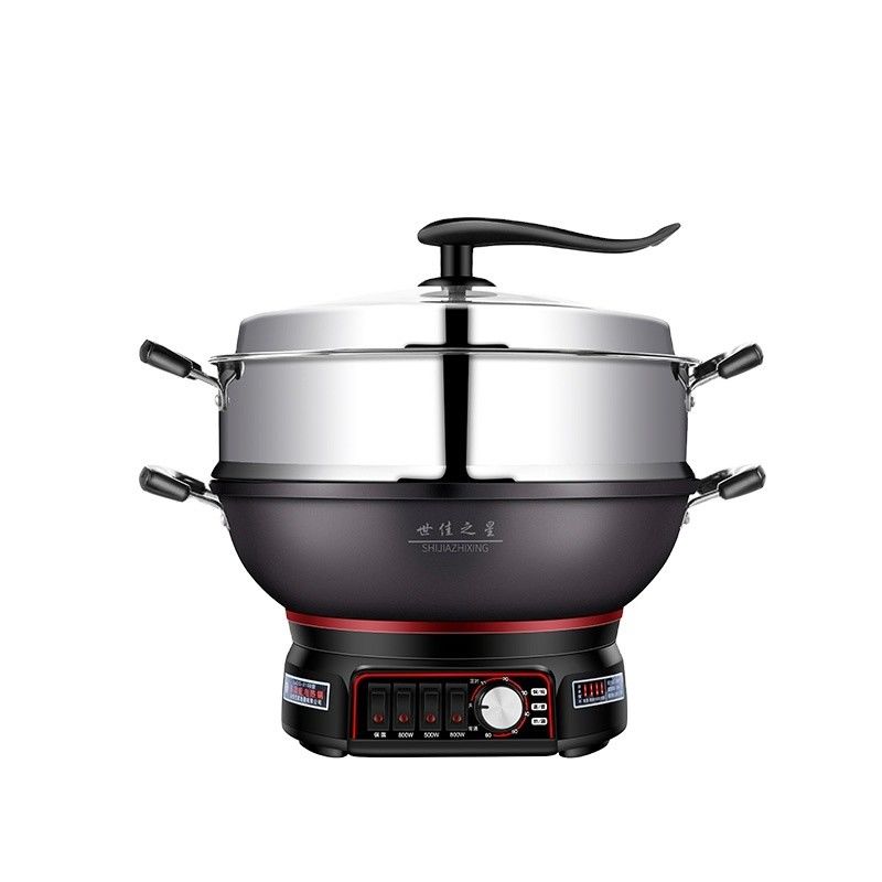 Rivestimento antiaderente Wok elettrico per uso domestico 220V Fritura e stiratura